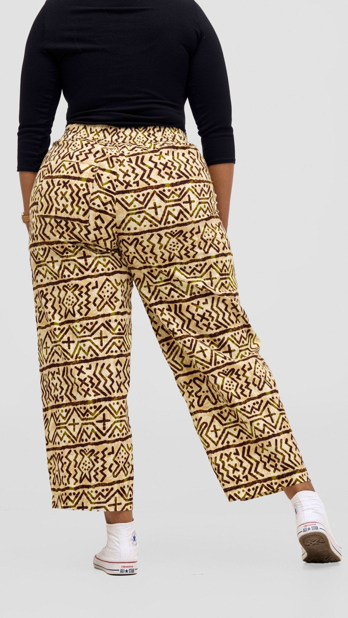 Safari Tara Barell Pants - Olive / Brown Khoi Print - Shopzetu
