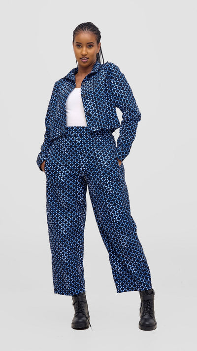 Safari Tara Barell Pants - Navy / Light Blue Sutu Print - Shopzetu