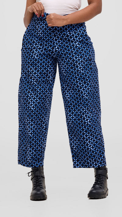Safari Tara Barell Pants - Navy / Light Blue Sutu Print - Shopzetu