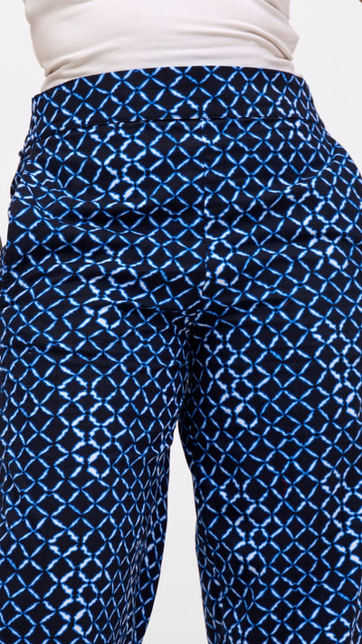 Safari Tara Barell Pants - Navy / Light Blue Sutu Print - Shopzetu
