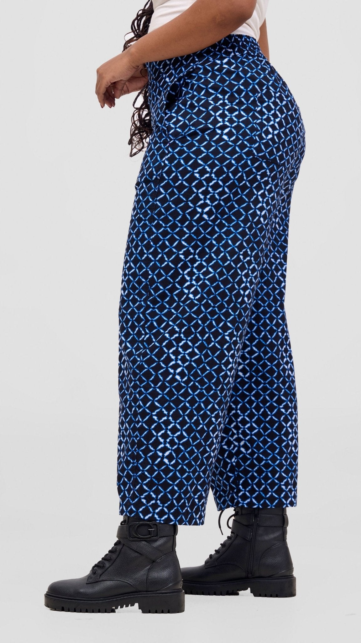 Safari Tara Barell Pants - Navy / Light Blue Sutu Print - Shopzetu
