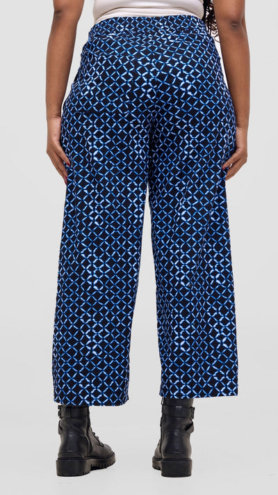 Safari Tara Barell Pants - Navy / Light Blue Sutu Print - Shopzetu