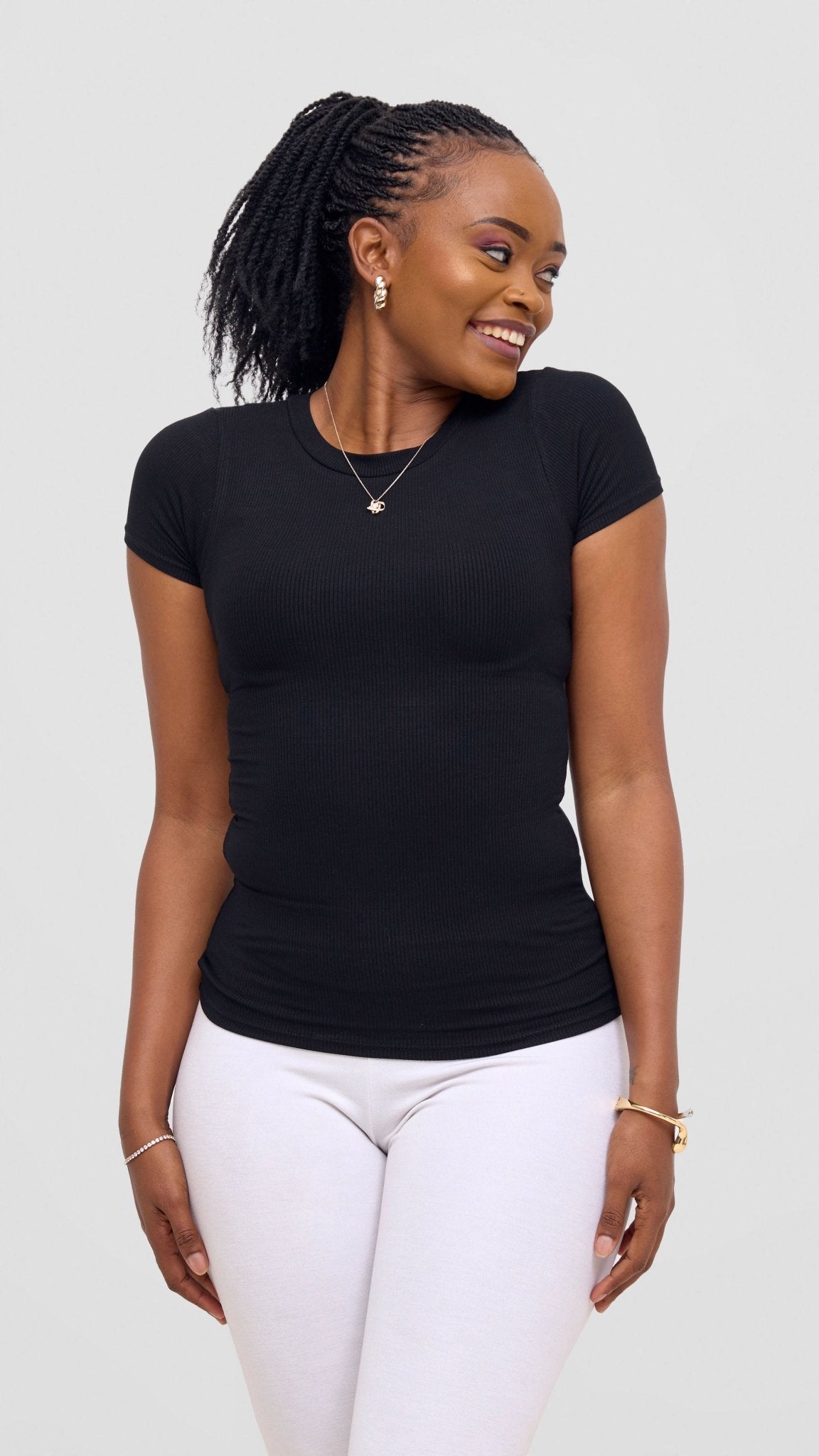 Vivo Ari Short Sleeve Top - Black - Shopzetu