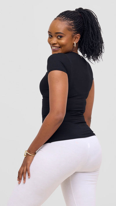 Vivo Ari Short Sleeve Top - Black - Shopzetu