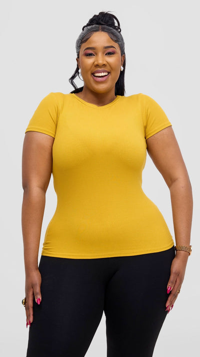 Vivo Ari Short Sleeve Top - Mustard - Shopzetu