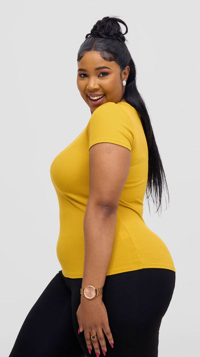 Vivo Ari Short Sleeve Top - Mustard - Shopzetu