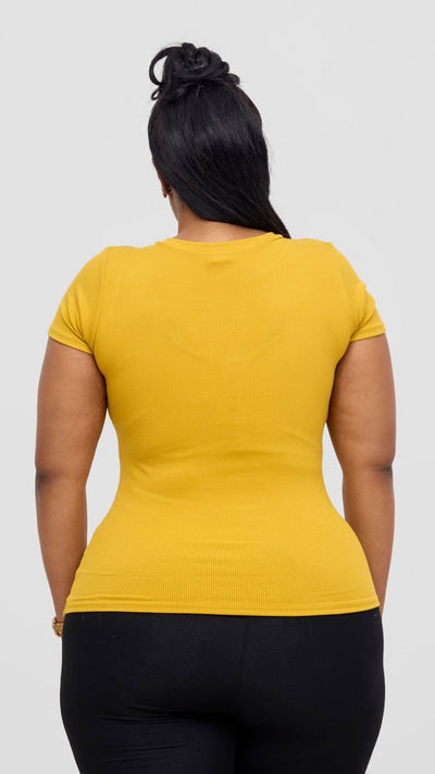 Vivo Ari Short Sleeve Top - Mustard - Shopzetu