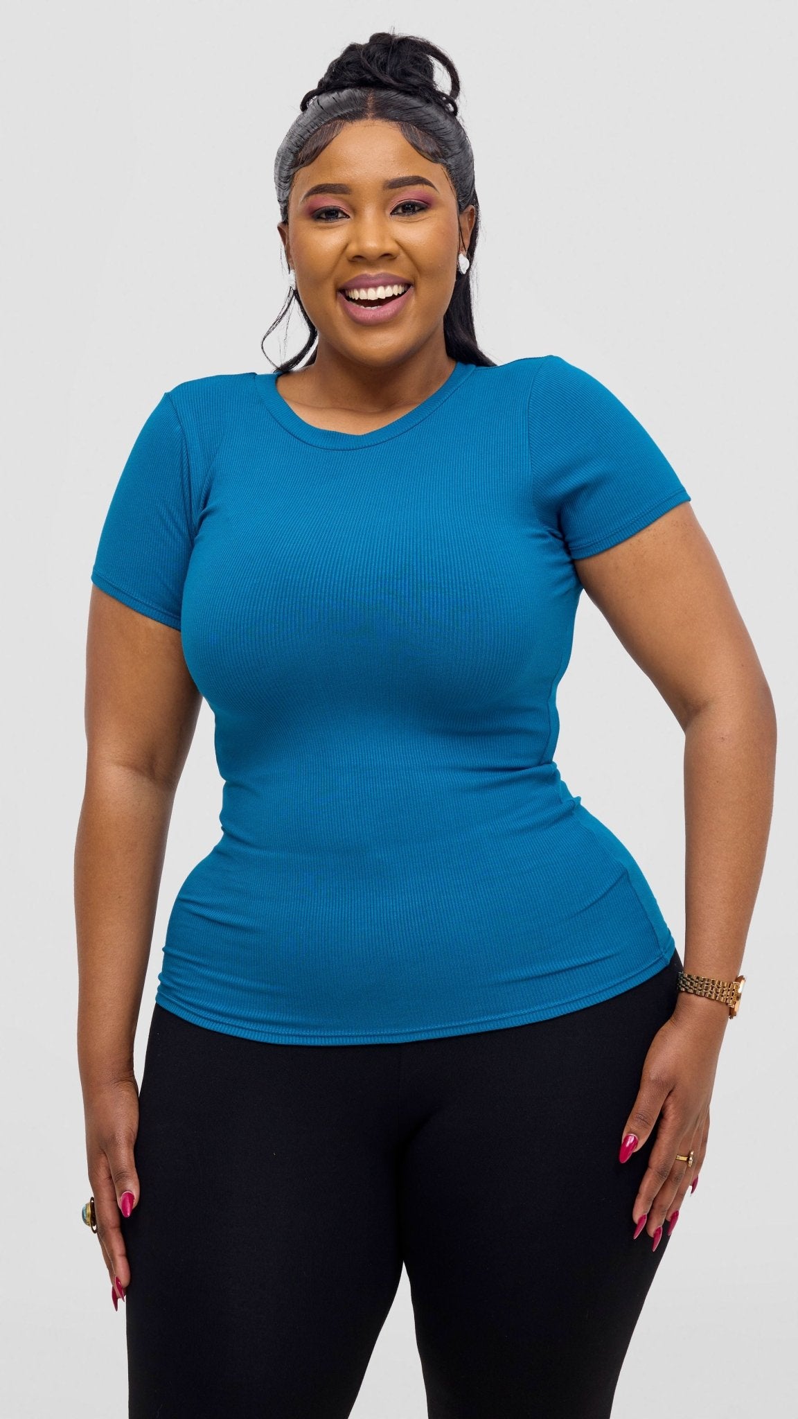 Vivo Ari Short Sleeve Top - Teal - Shopzetu