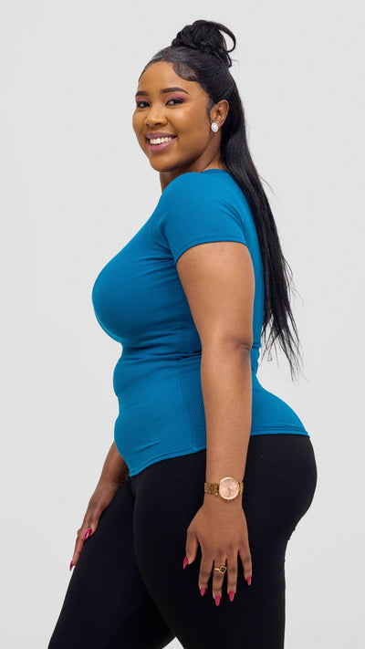 Vivo Ari Short Sleeve Top - Teal - Shopzetu