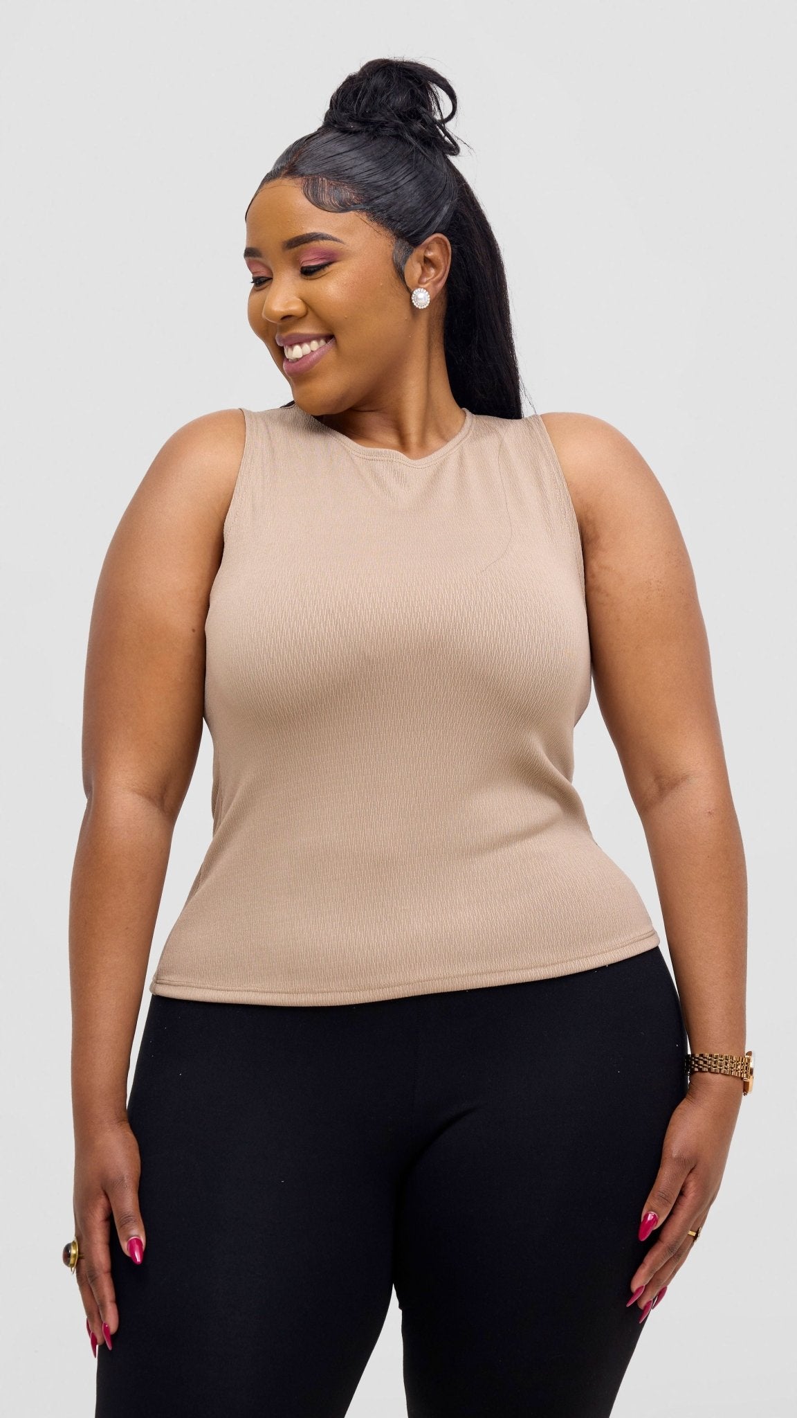 Vivo Chela Tank Top - Taupe - Shopzetu