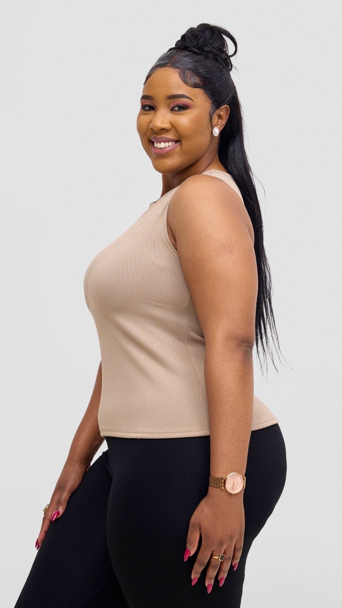 Vivo Chela Tank Top - Taupe - Shopzetu