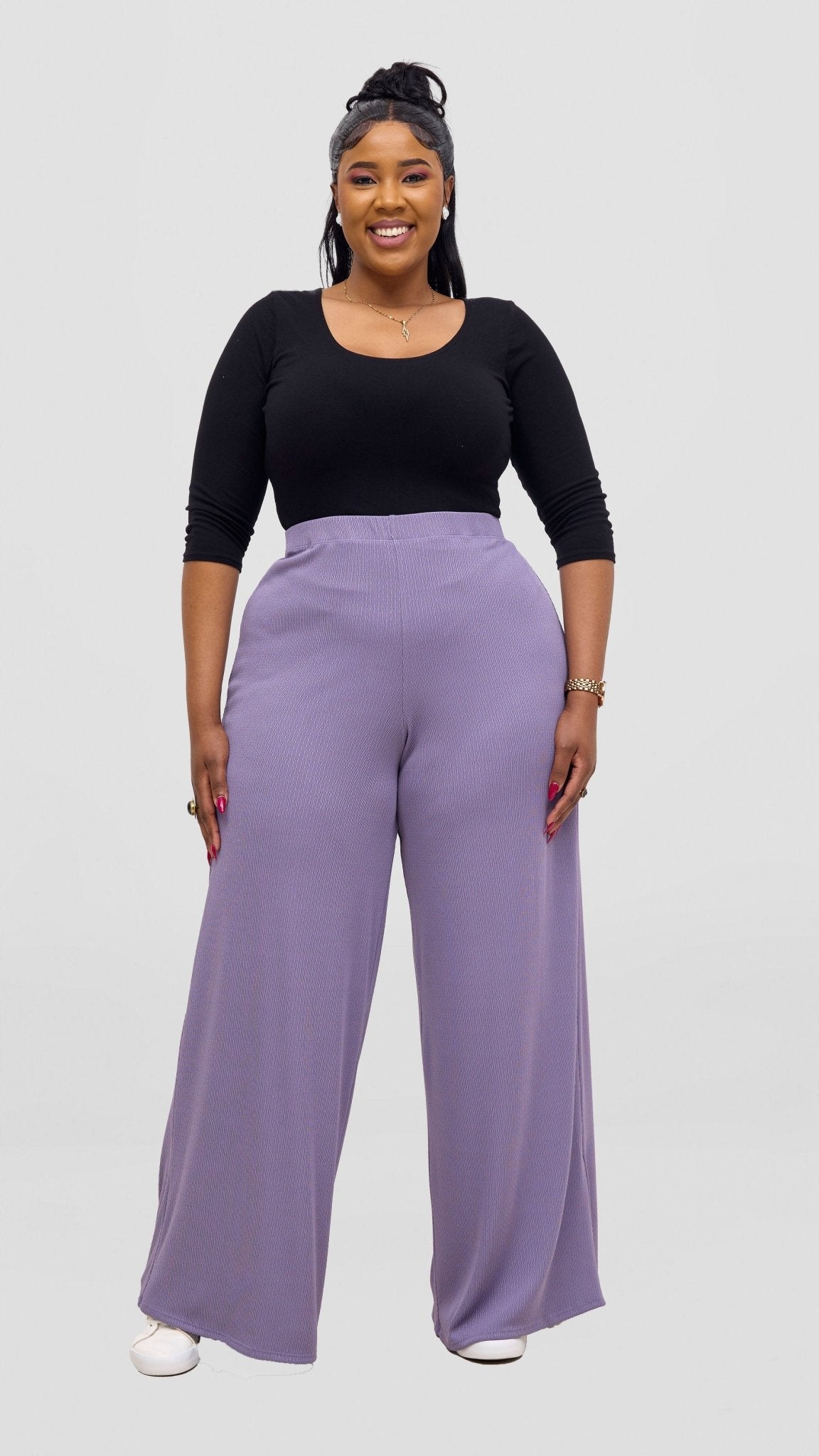 Vivo Chela Wide Leg Pants - Lilac - Shopzetu