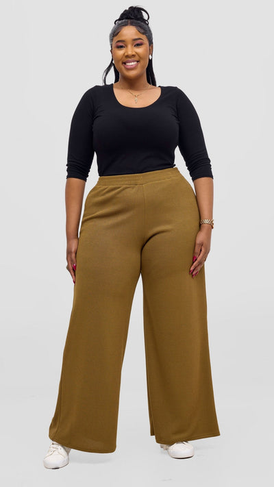 Vivo Rema Straight Leg Pants - Dark Olive - Shopzetu