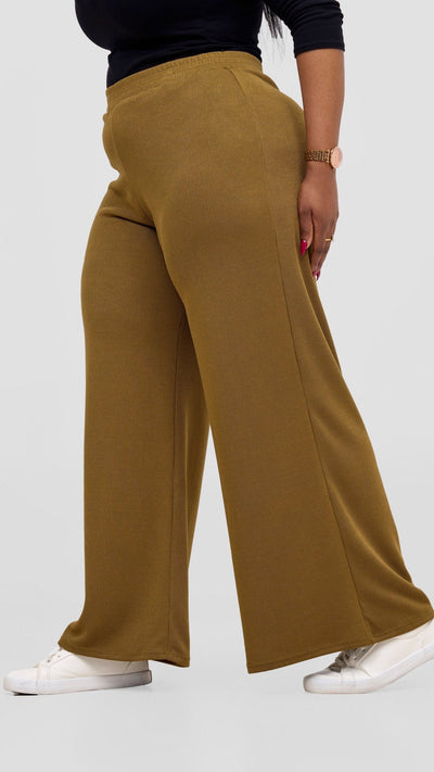 Vivo Rema Straight Leg Pants - Dark Olive - Shopzetu
