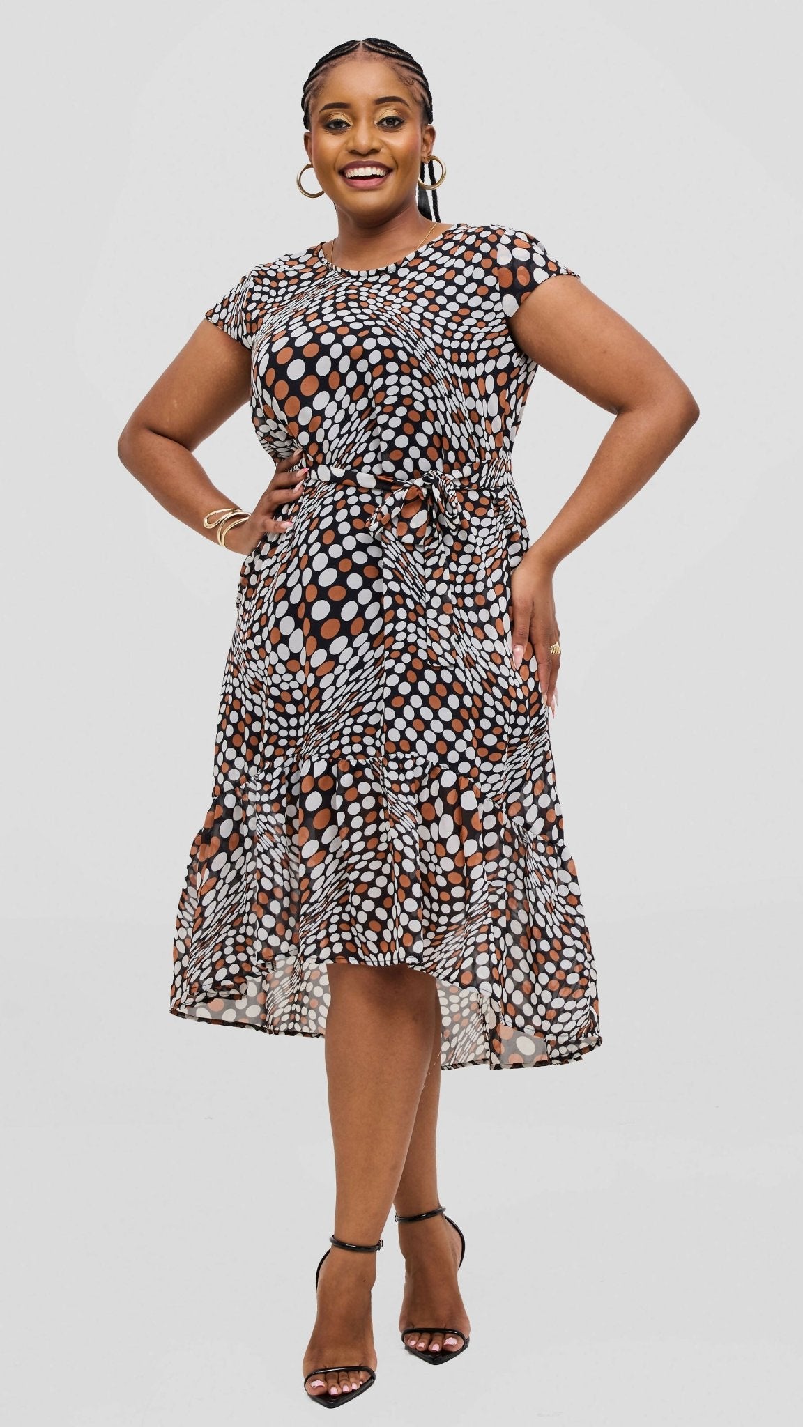 Lizola Kyra Shift Dress - Black / Brown / White - Shopzetu
