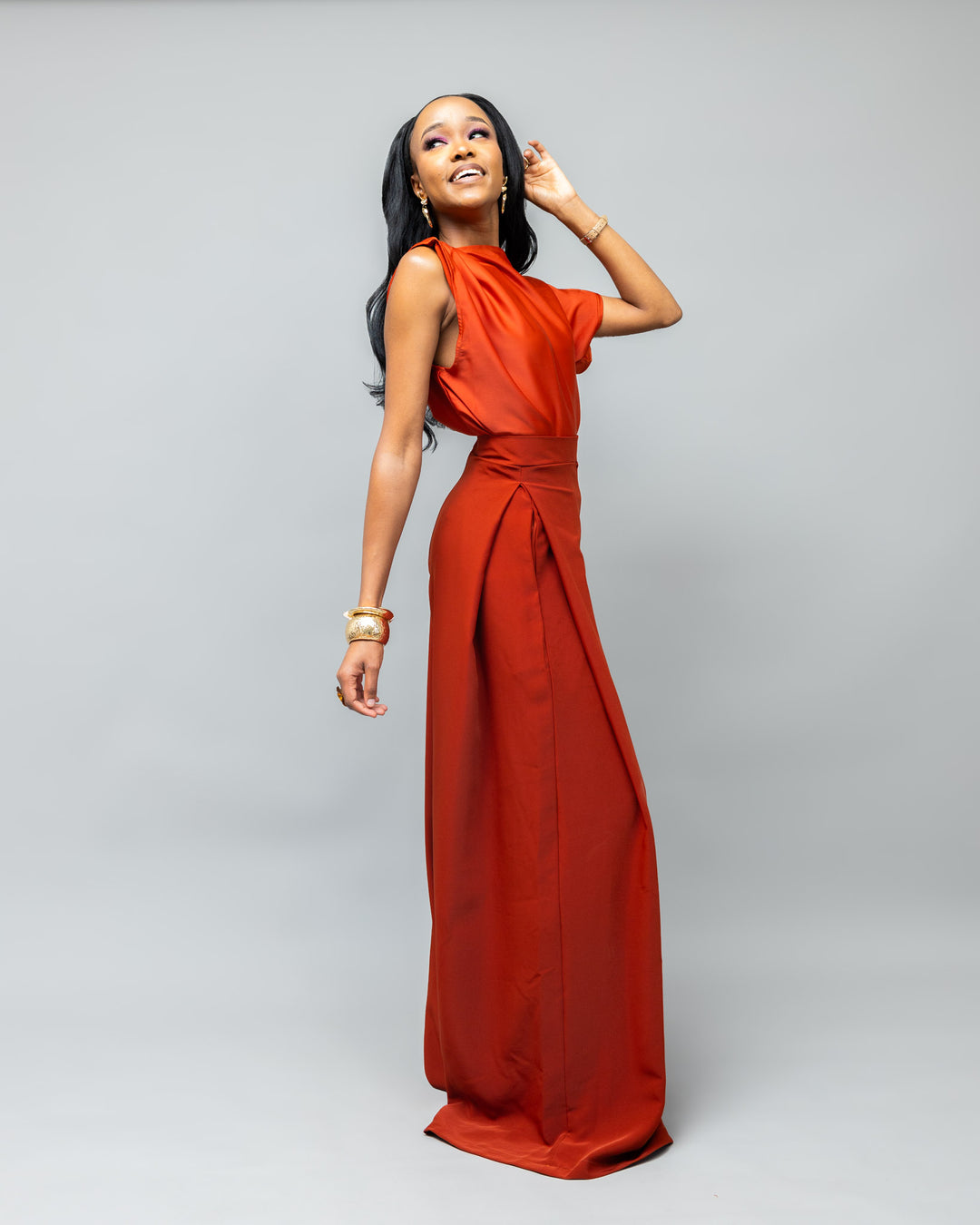 Afriwia Copper Palazzo Set - Rust