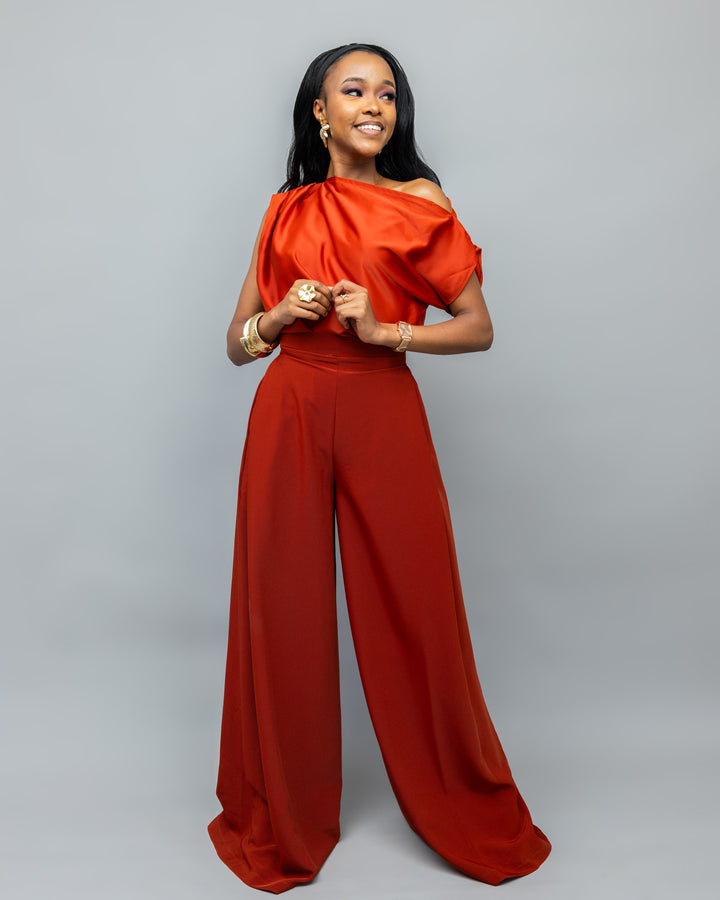 Afriwia Copper Palazzo Set - Rust
