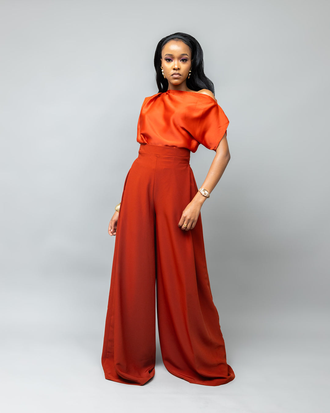 Afriwia Copper Palazzo Set - Rust