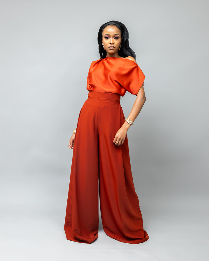 Afriwia Copper Palazzo Set - Rust