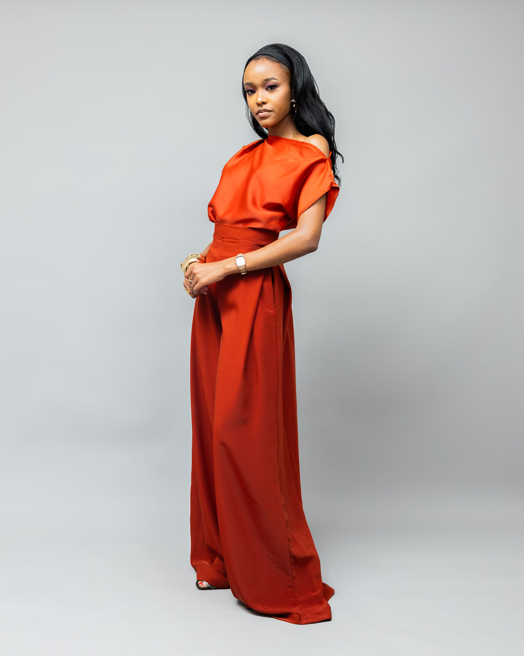 Afriwia Copper Palazzo Set - Rust