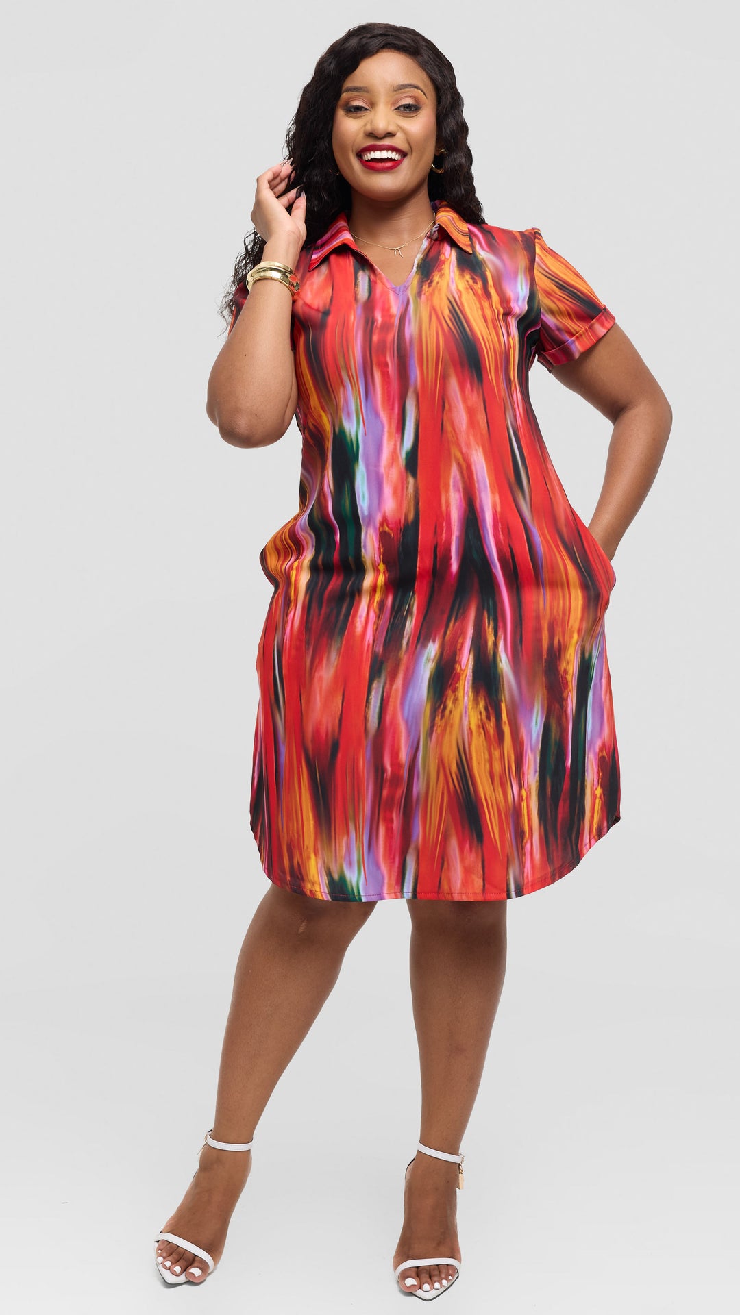 Jolly Fancy Wear Maya Shirt Dress - Red