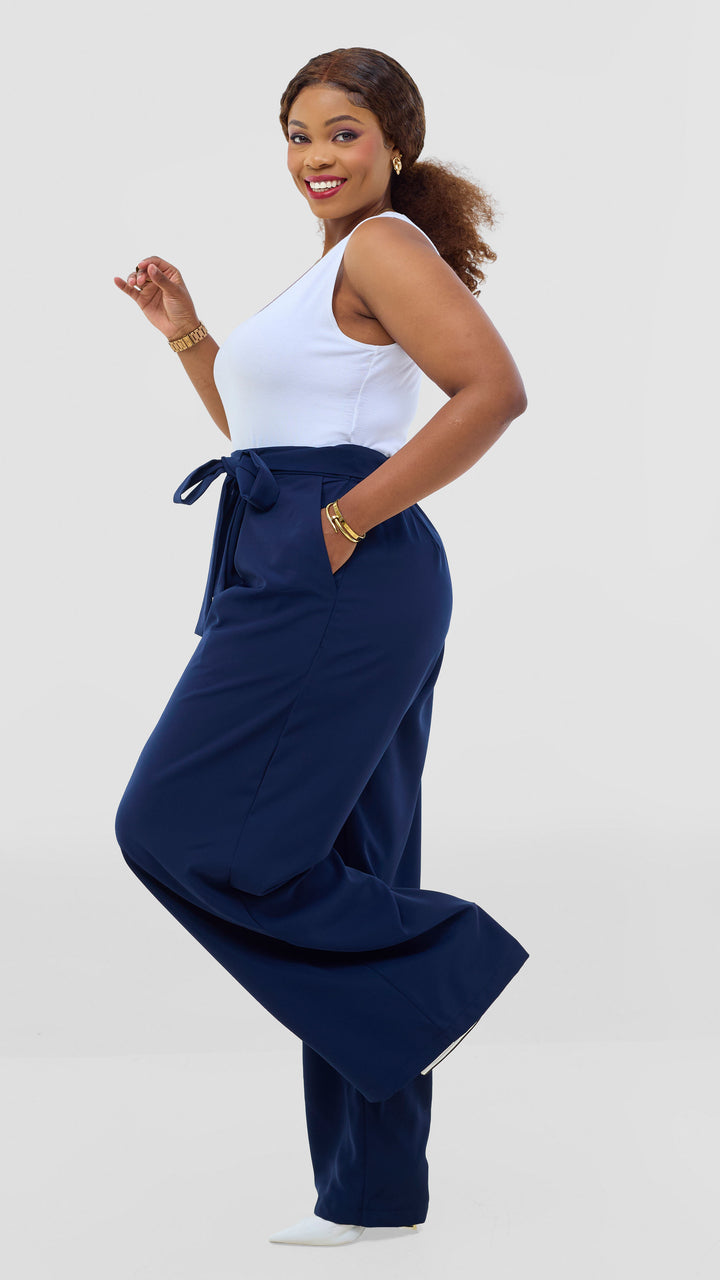 Poised Palazzo Pants - Navy Blue
