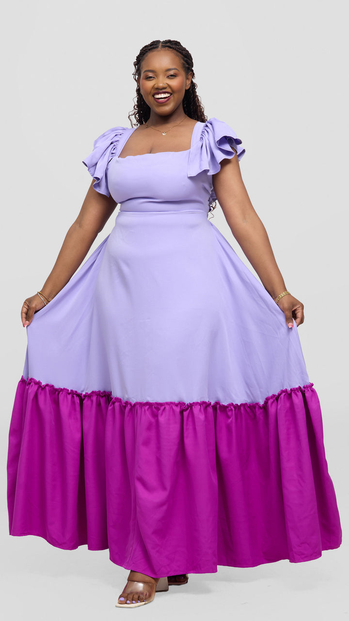 Zambarau Apparel Two - Toned Dress - Lavenda Fuschia