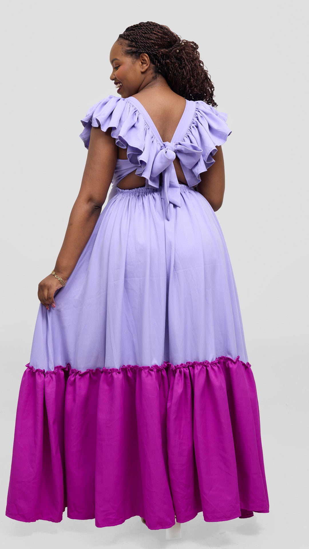 Zambarau Apparel Two - Toned Dress - Lavenda Fuschia