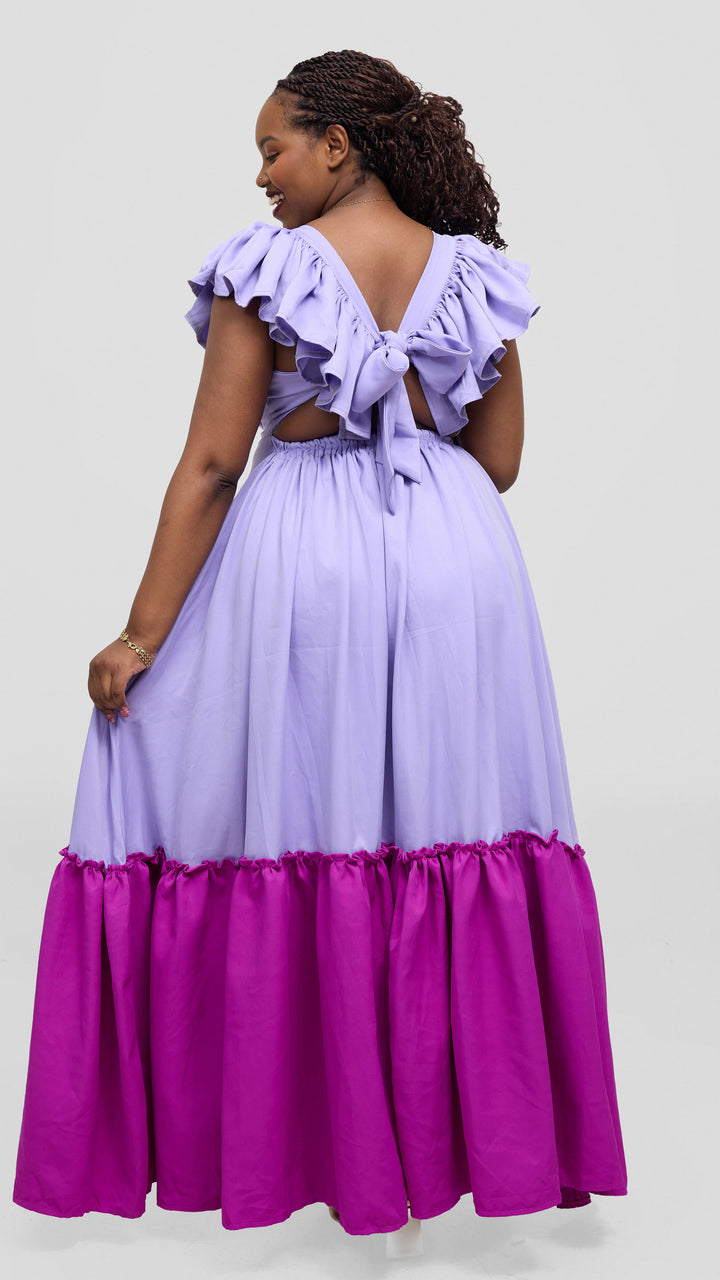 Zambarau Apparel Two - Toned Dress - Lavenda Fuschia