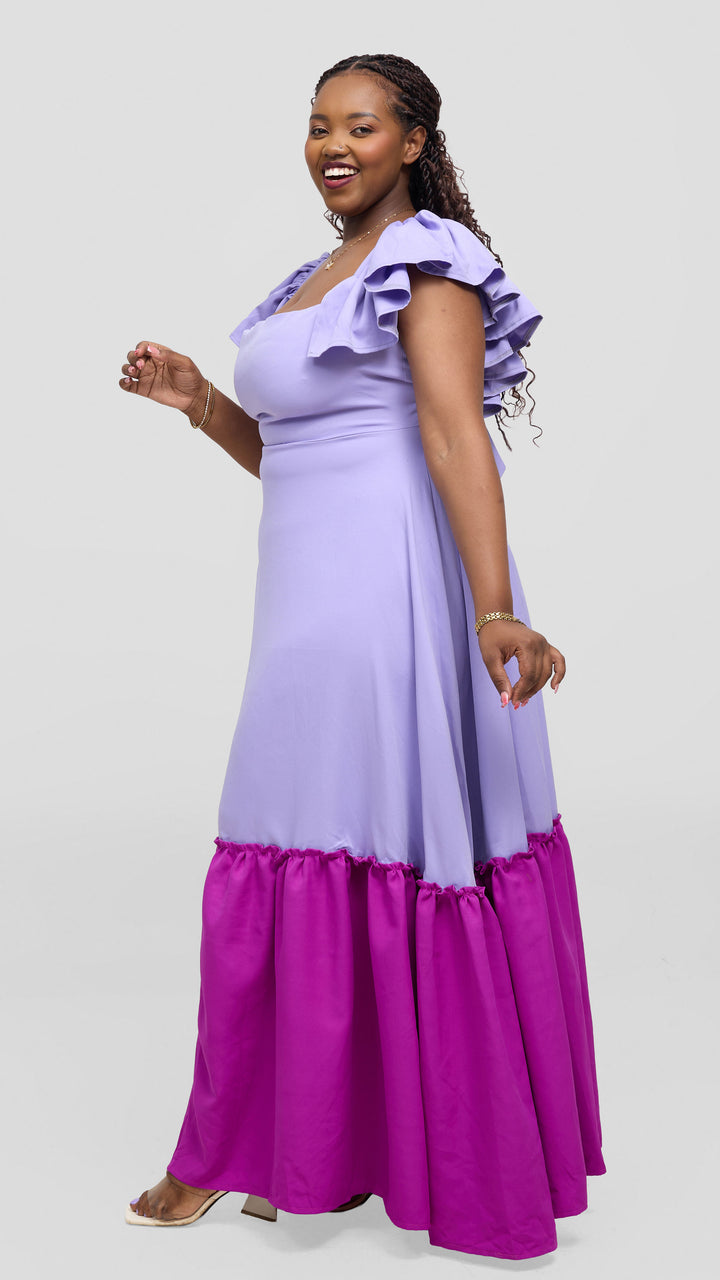 Zambarau Apparel Two - Toned Dress - Lavenda Fuschia