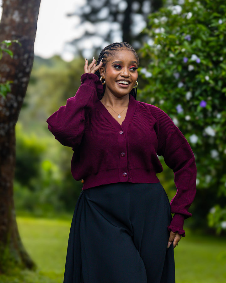 African Yuva Nila Sweater - Burgundy
