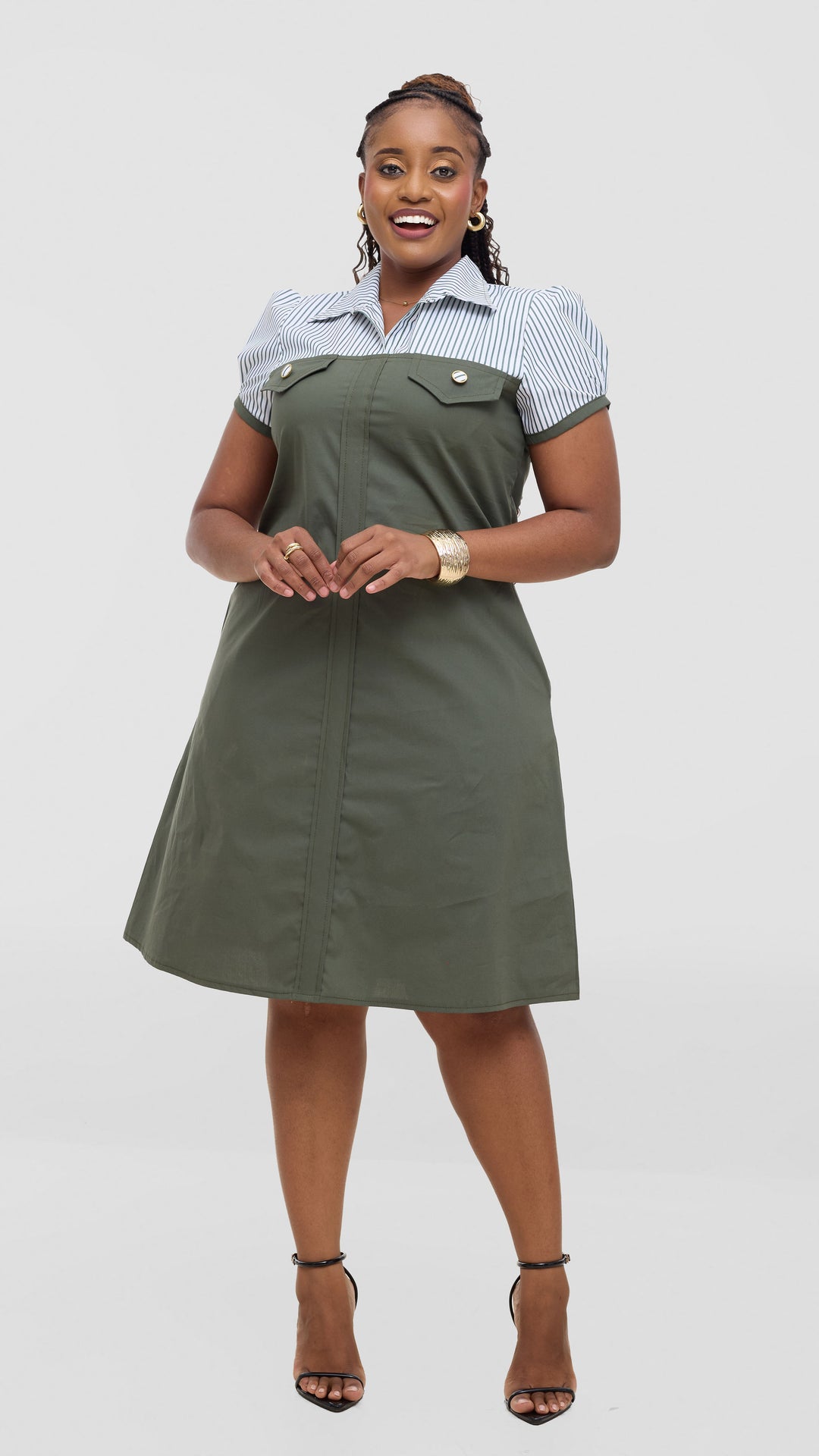 Jolly Fancy Wear Nuru Office Dress-Jungle Green