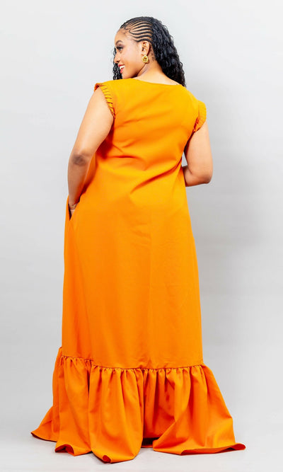 African Yuva Nova Dress - Orange - Shopzetu