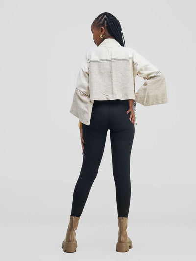 Liquid Lemn Ecru Essential Crop Jacket - Beige - Shopzetu