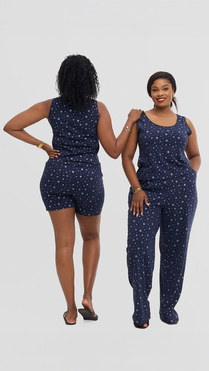Inroses Star Luxe Lounge Wear-Four Piece Set-Navy Blue
