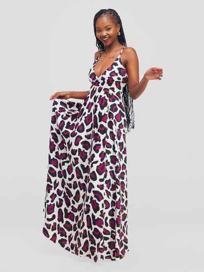 Kenya Spaghetti Sleeveless Dress - Animal Print