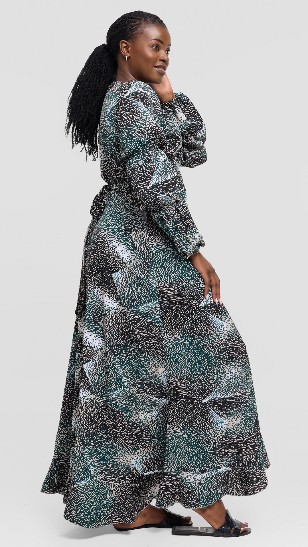 Salok Havilah Kyra Wrap Dress - Green Print