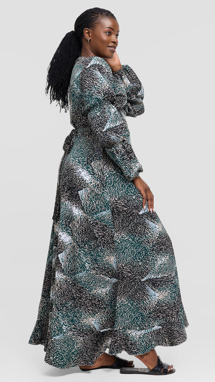 Salok Havilah Kyra Wrap Dress - Green Print
