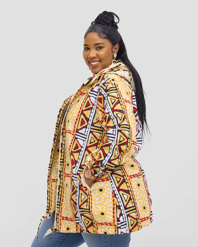 Gravio Fashions Golden Tribal Hoodie Jacket - Cream / Yellow - Shopzetu