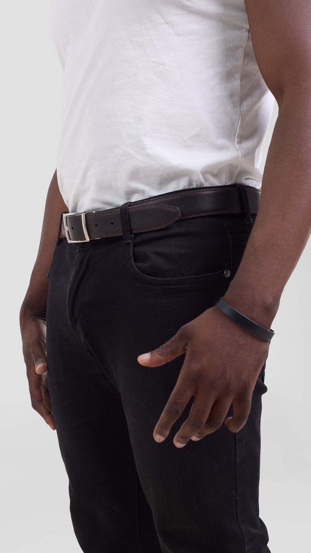 Foiyd Leather Double-sided Belt - Dark Brown/Black