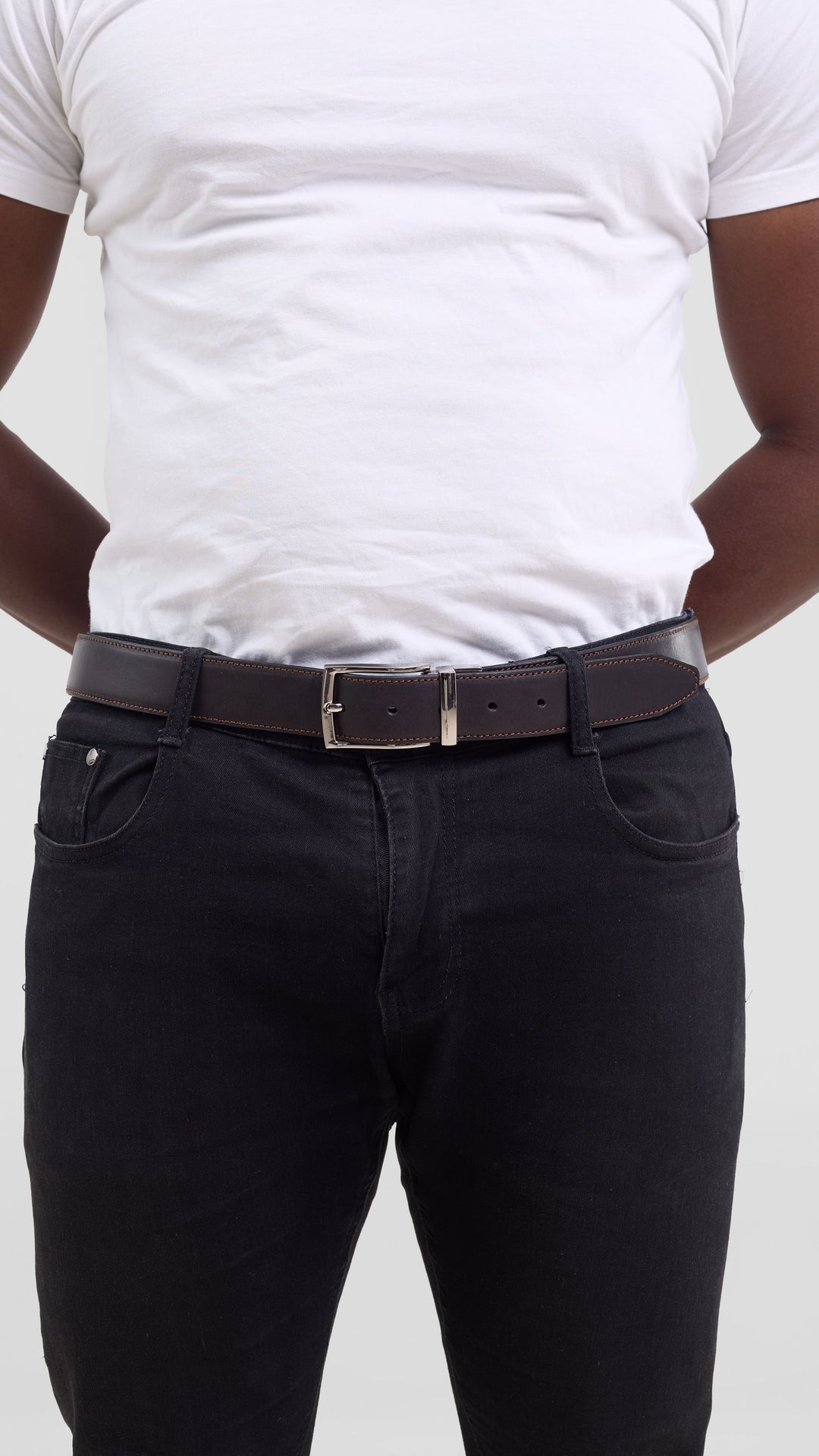 Foiyd Leather Double-sided Belt - Dark Brown/Black