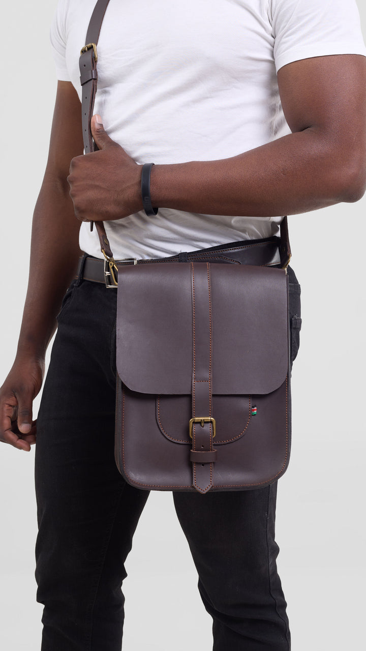 Foiyd Leather Zebka Sling Bag - Dark Brown