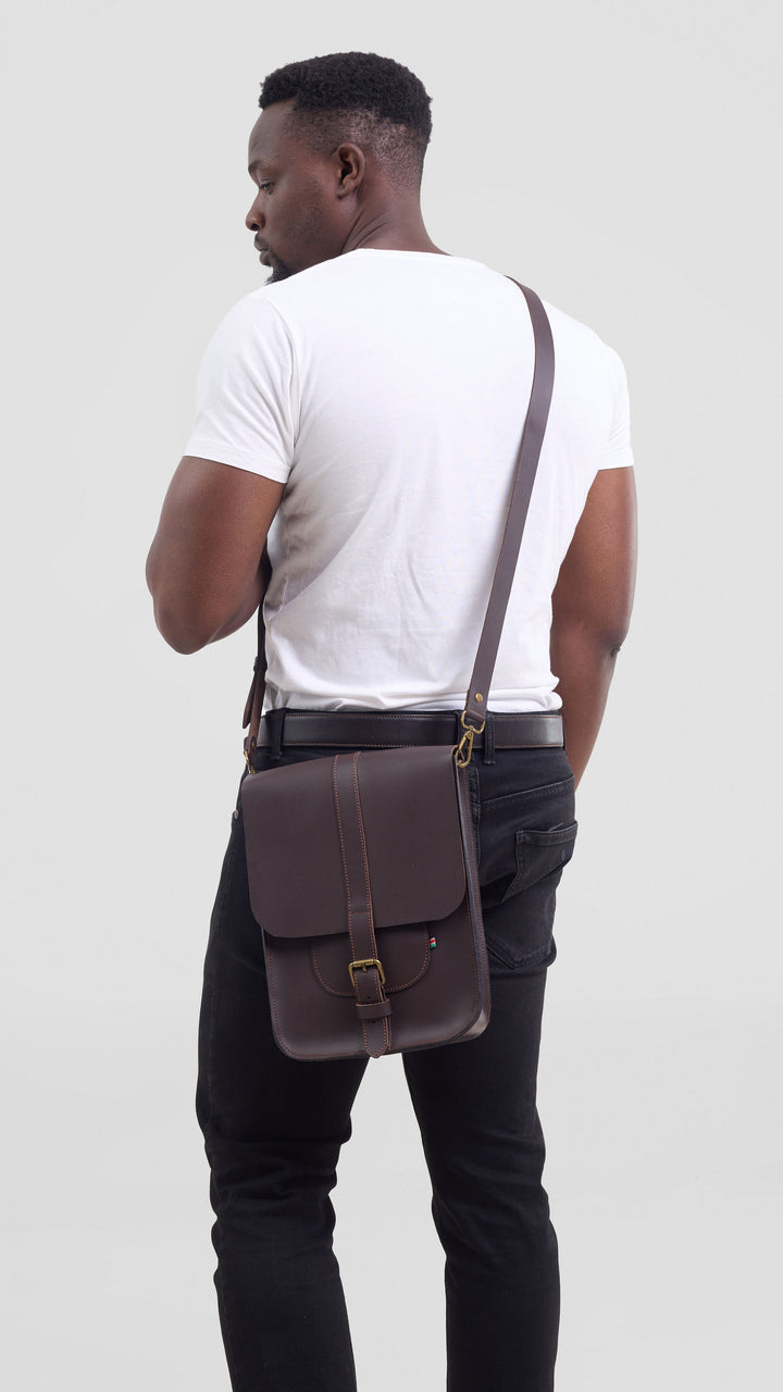 Foiyd Leather Zebka Sling Bag - Dark Brown