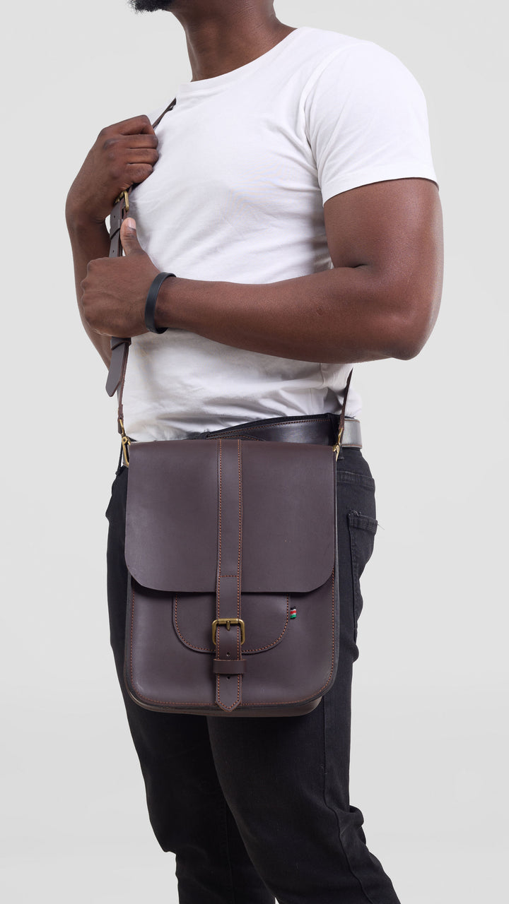 Foiyd Leather Zebka Sling Bag - Dark Brown