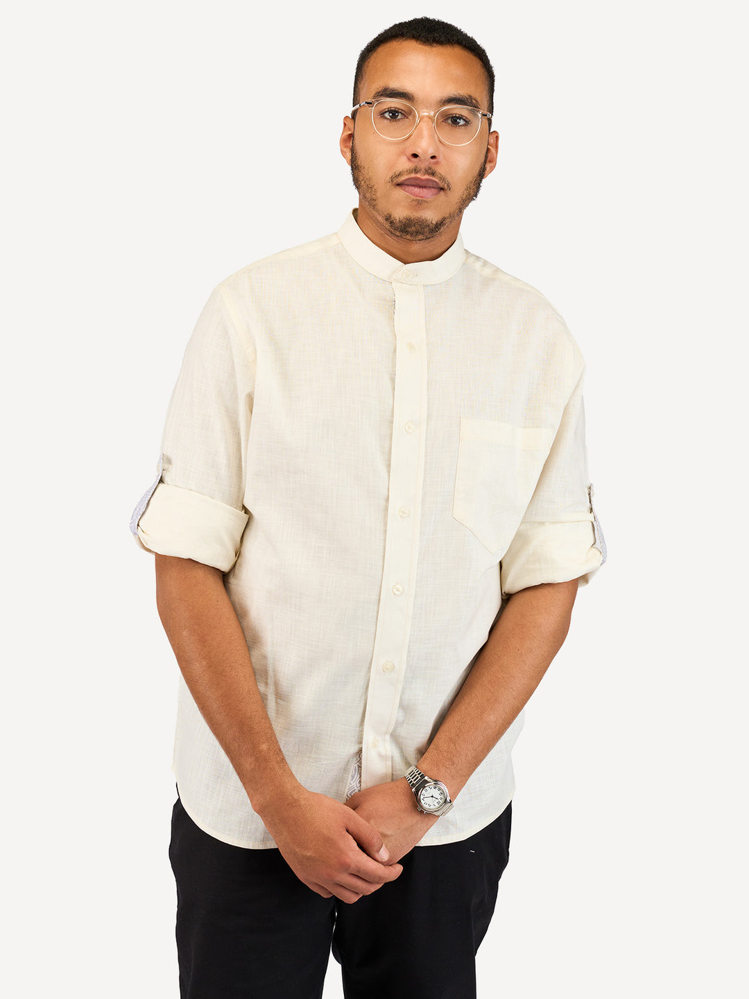 Kitu Kali Linen Long-Sleeve KK Shirt - Off-White