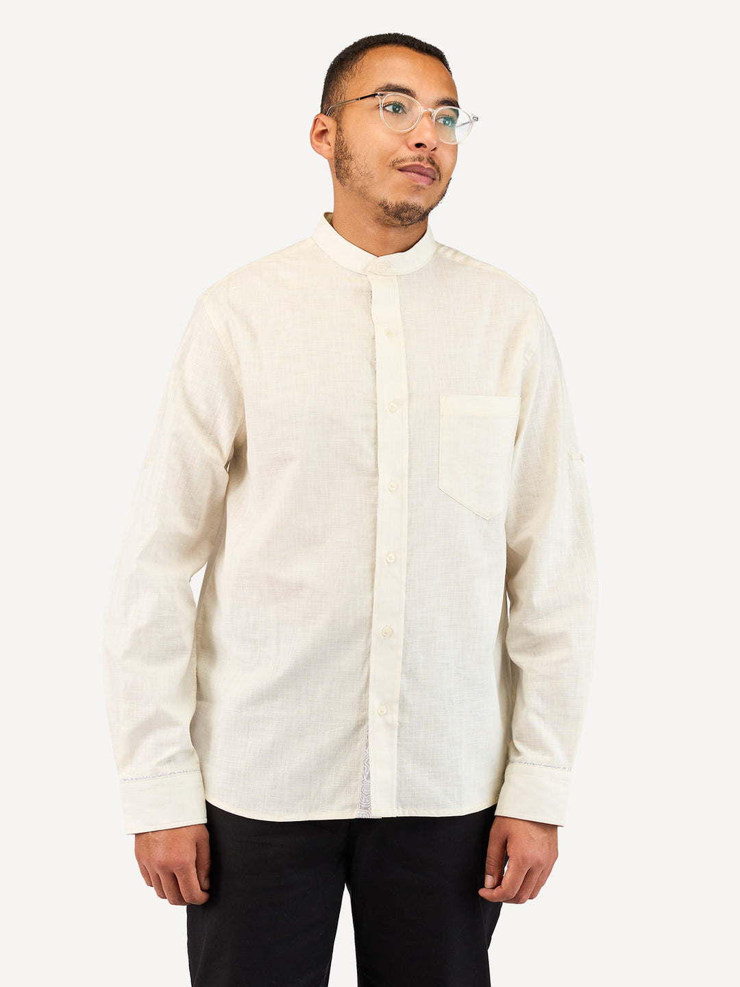 Kitu Kali Linen Long-Sleeve KK Shirt - Off-White