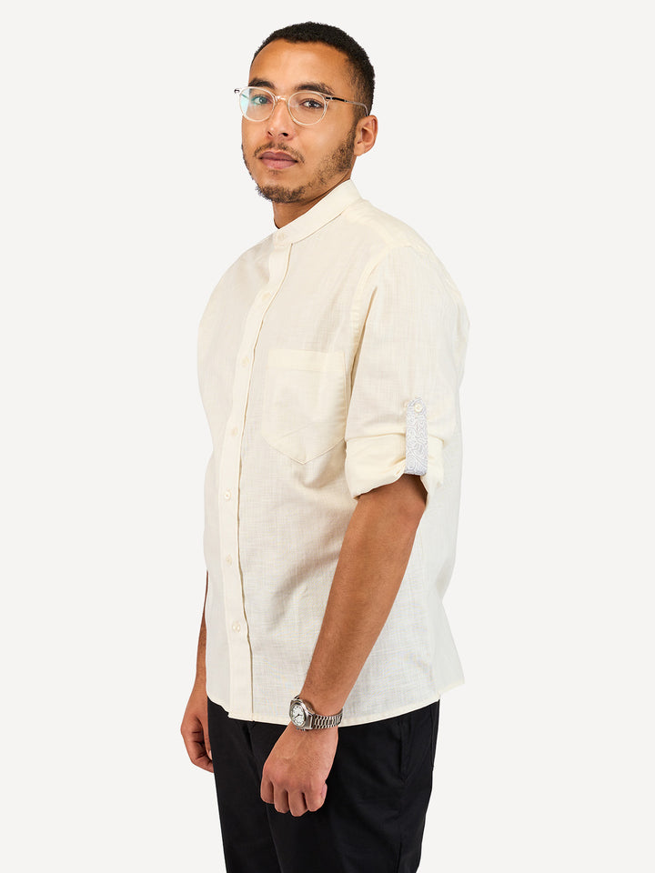 Kitu Kali Linen Long-Sleeve KK Shirt - Off-White