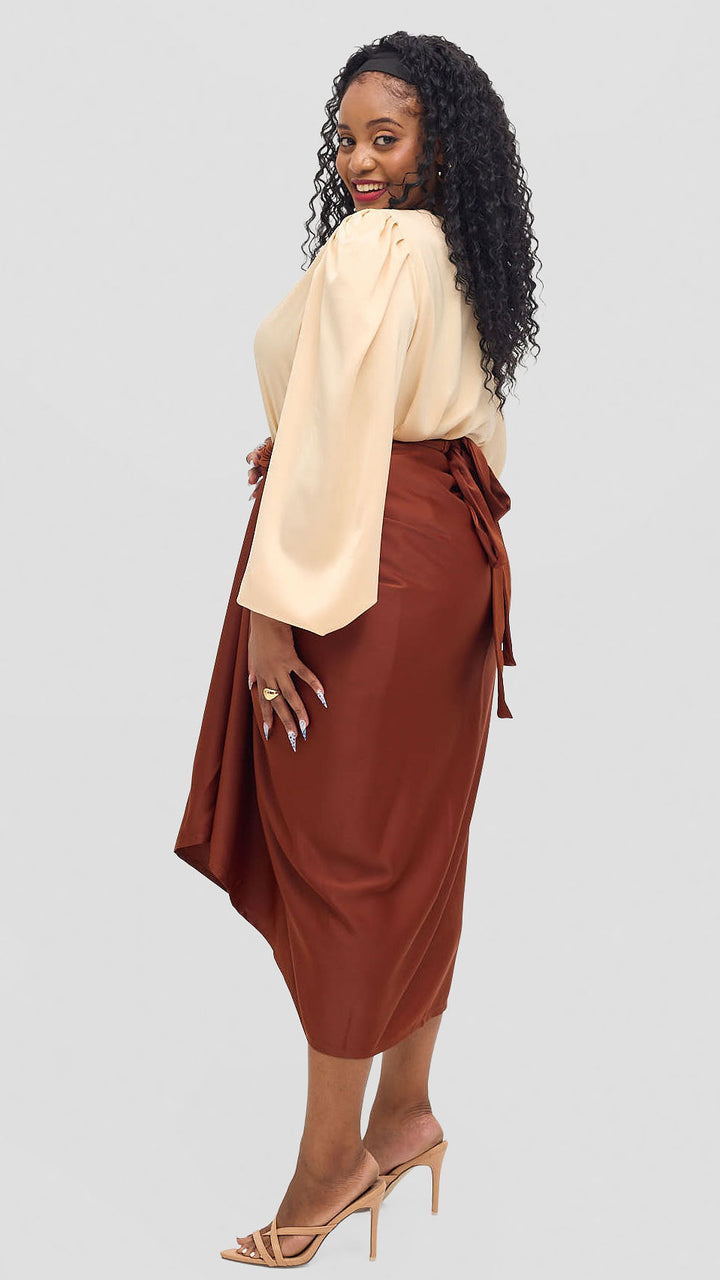 Shona Buba Skirt Set - Caramel / Brown