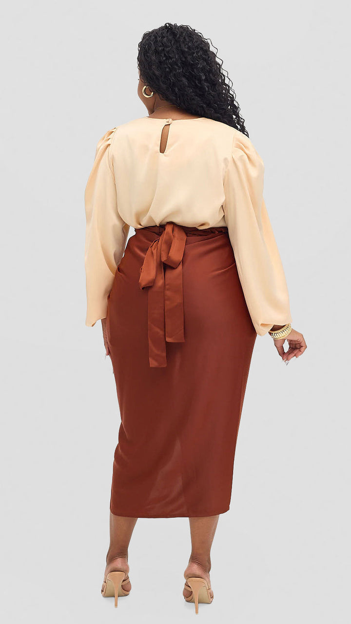 Shona Buba Skirt Set - Caramel / Brown