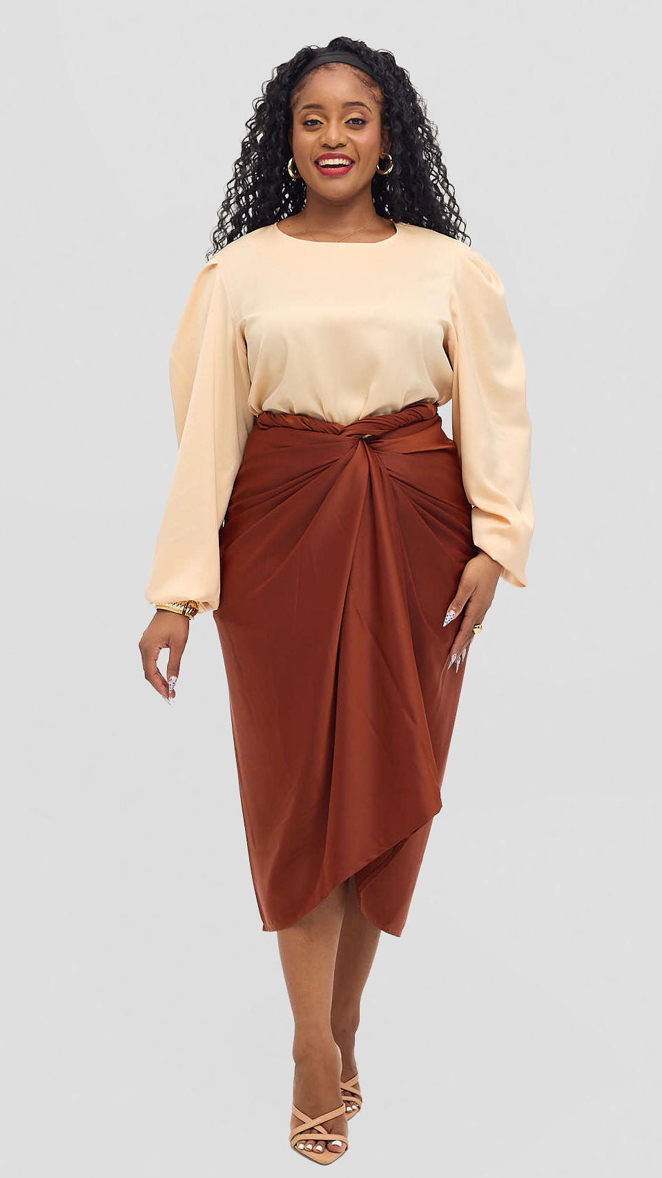 Shona Buba Skirt Set - Caramel / Brown